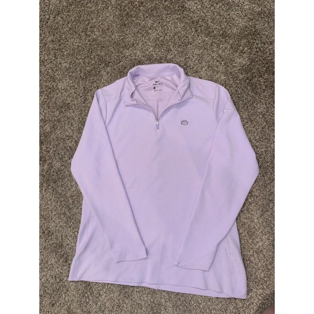 Nike Dri-FIT Womens Lavender Purple Quarter Zip Pullover Long Sleeve Top Lg-472